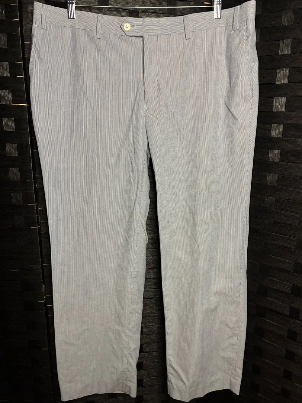 Michael Kors Blue and White Pinstriped Men's Chinos - Classic Straight Fit